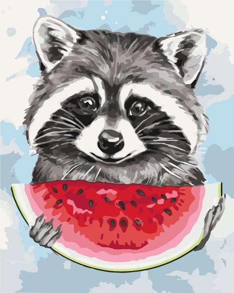 Енот цветными карандашами