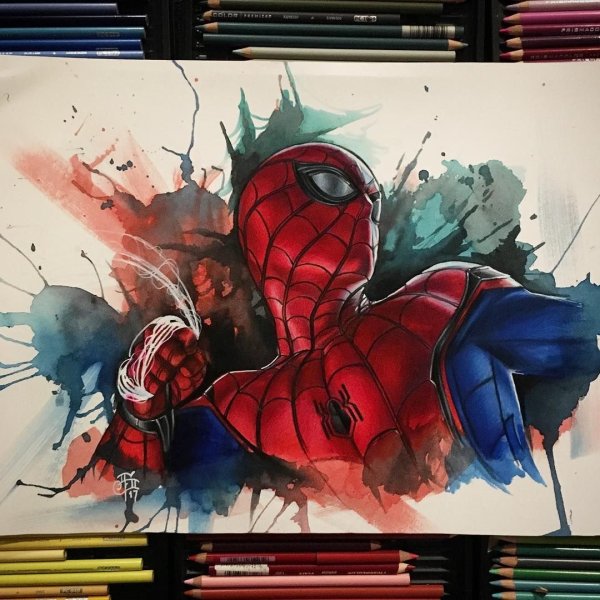 Герои Марвел акварелью