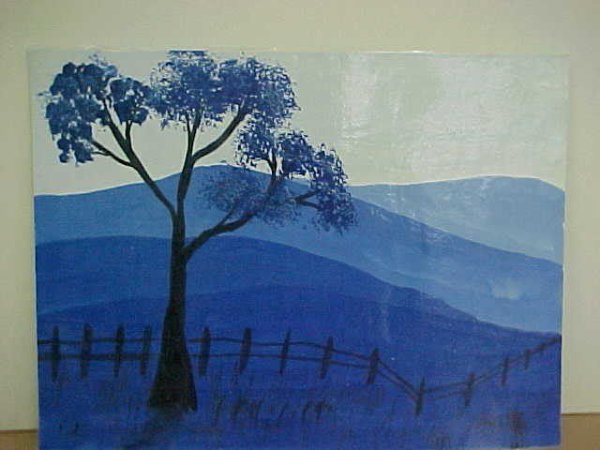 Монохромный пейзаж гуашью