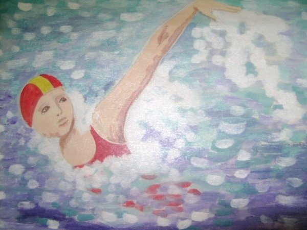 Люди на пляже акварель