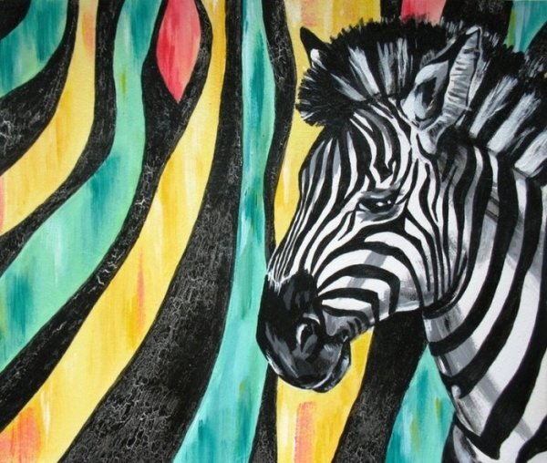 Зебра красками для детей