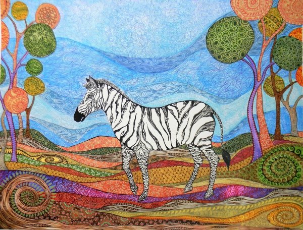Зебра гуашью