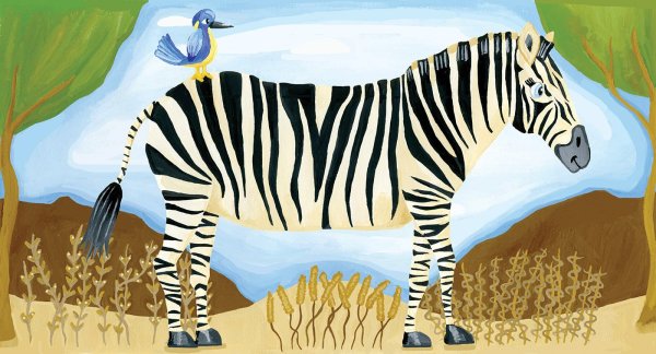 Зебра гуашью