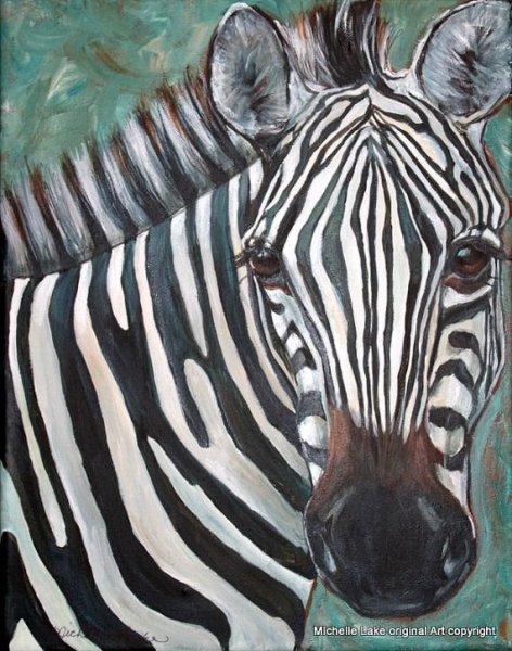 Картина гуашью Зебра