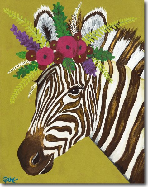 Зебра гуашью
