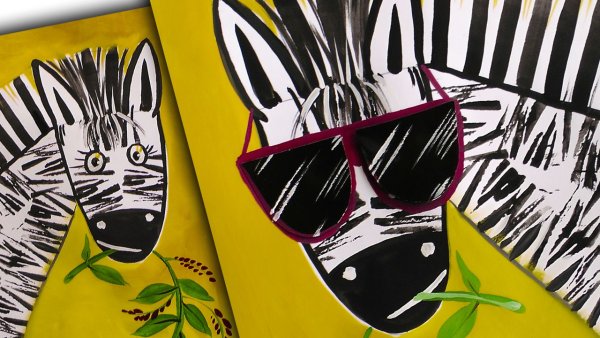 Зебра гуашью для детей 5 лет