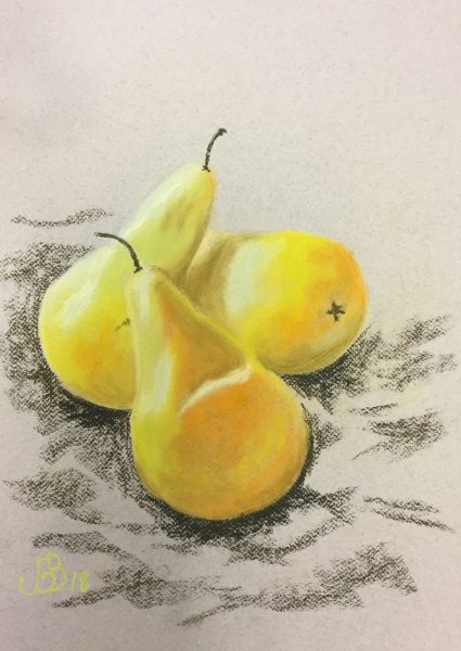 Рисование пастелью фрукты