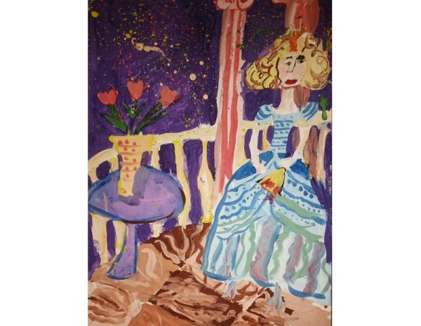 Портрет Золушки гуашью