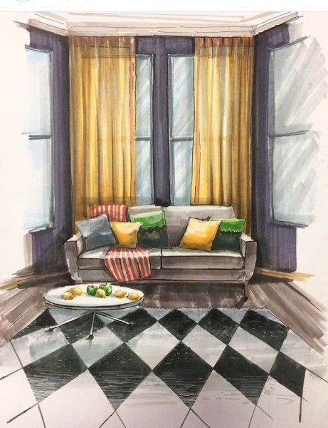 Дизайнерские эскизы интерьера