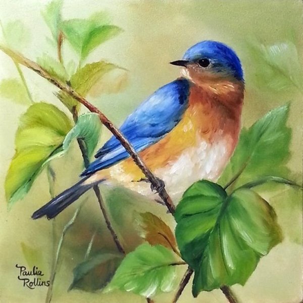 Птичка гуашью