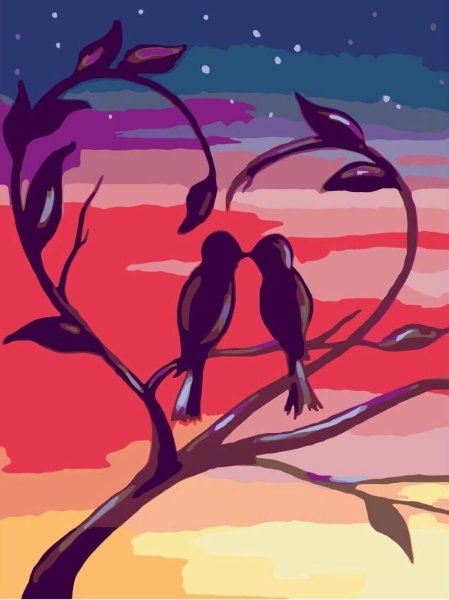 Романтичные картины гуашью