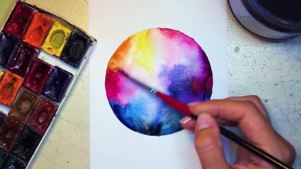 Рисунки акварелью с переливами
