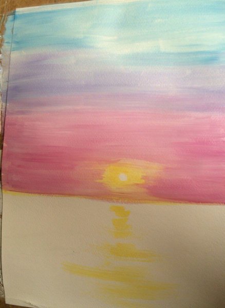 Закат акварелью для детей легко