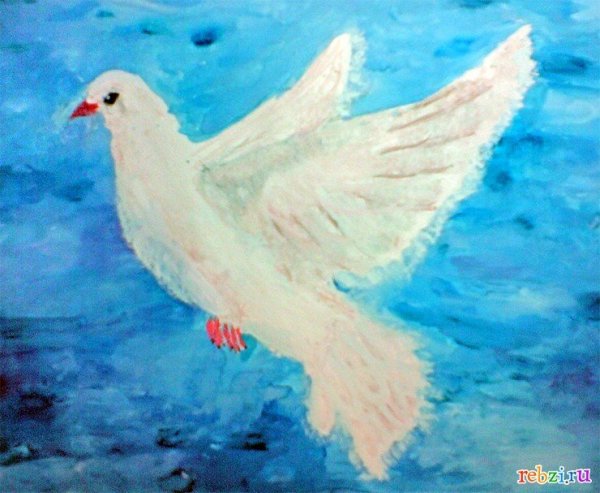 Голубь гуашью