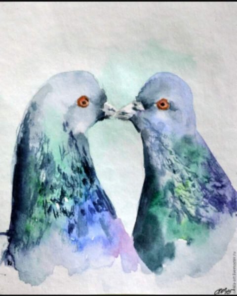 Нетрадиционное рисование голубь
