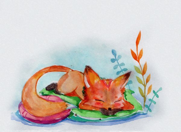Лисичка гуашью