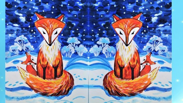 Гуашь с лисами