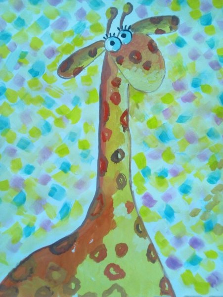 Жираф гуашью