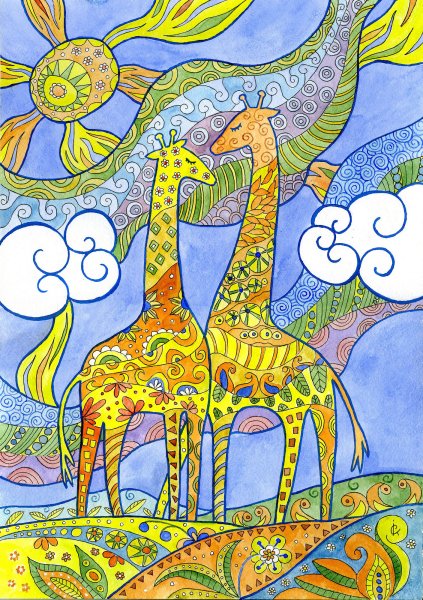 Жираф рисунок детский