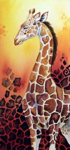Жираф красками для детей