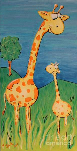 Жираф красками для детей