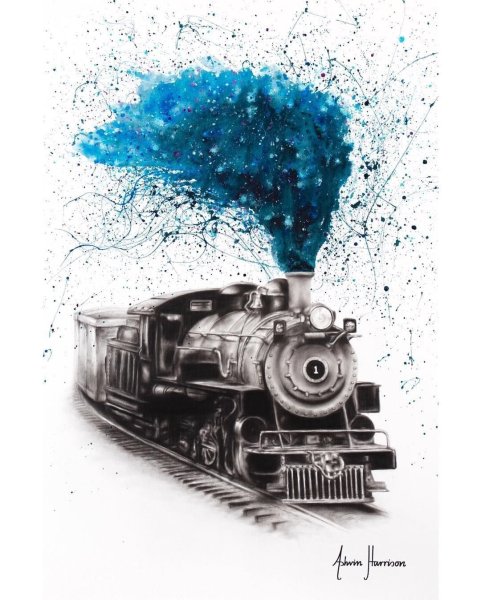 Поезд акварель