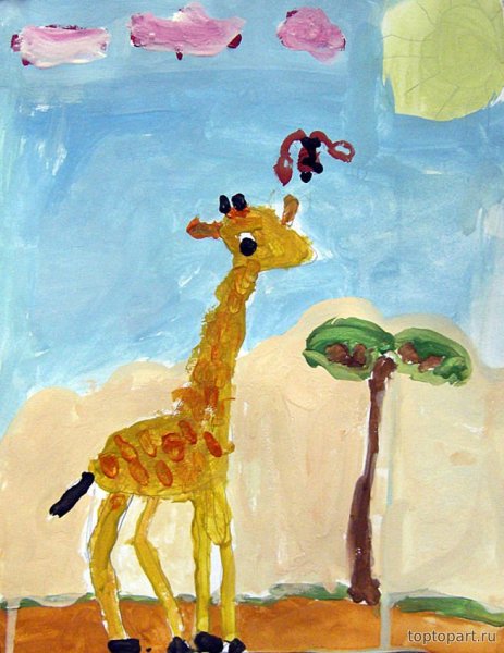 Жираф гуашью