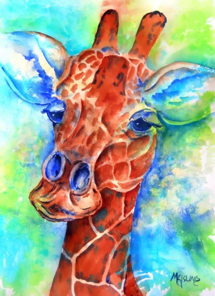 Жирафы гуашью