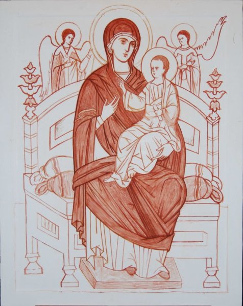 Икона Всецарица прорись