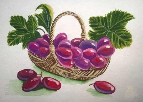 Корзинка нарисовать гуашью
