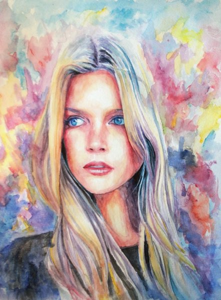 Портрет акварельными красками