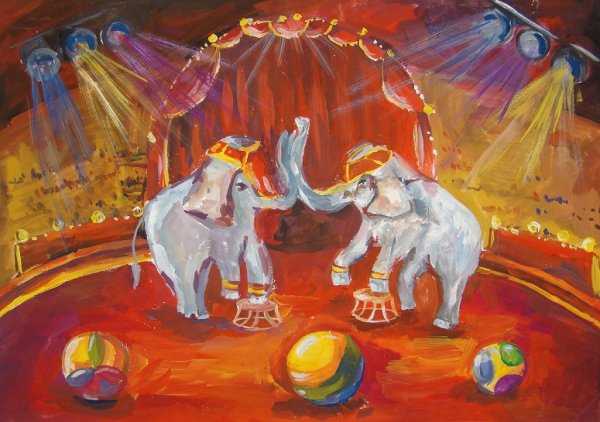 Цирк рисунок гуашью
