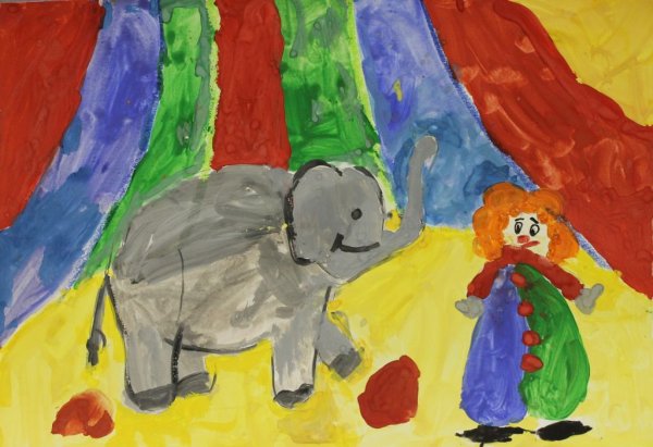 Цирк рисунок гуашью