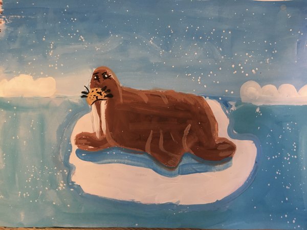 Морж гуашью