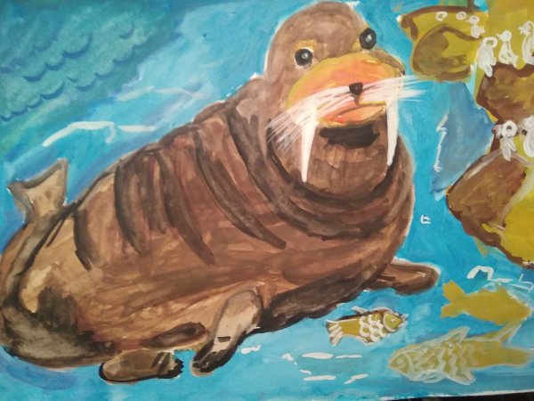 Рисуем моржа гуашью