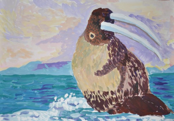 Моржи рисунок гуашью