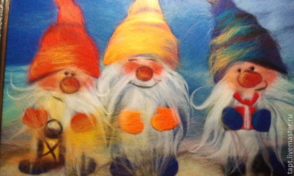 Шерстяная живопись к новому году