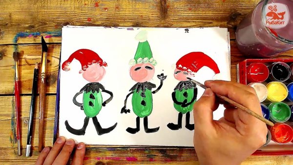 Рисование красками новый год