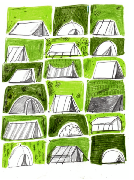 Палатка гуашью