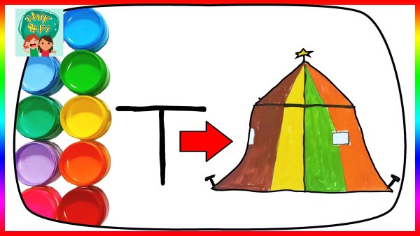 Палатка рисунок для детей поэтапно
