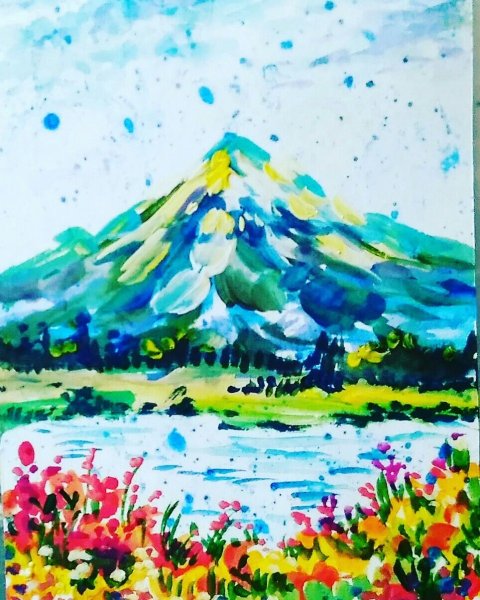 Декоративный пейзаж гуашью