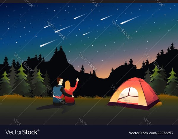 Палатка ночью рисунок