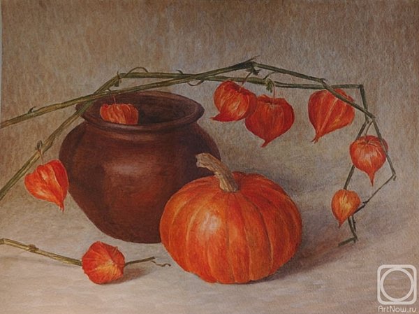 Натюрморт с физалисом акварель