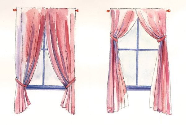 Окно со шторами рисунок