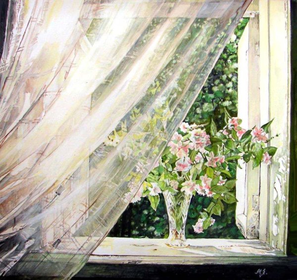 Занавески на окне живопись