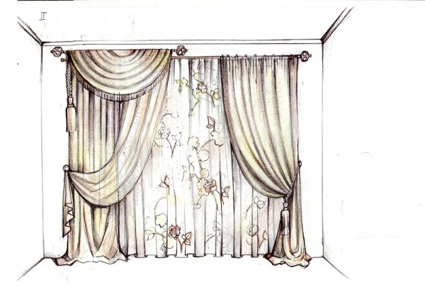 Эскиз штор в гостиную