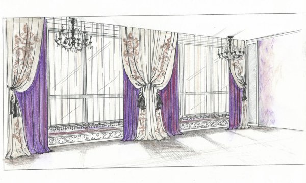 Эскиз штор в гостиную