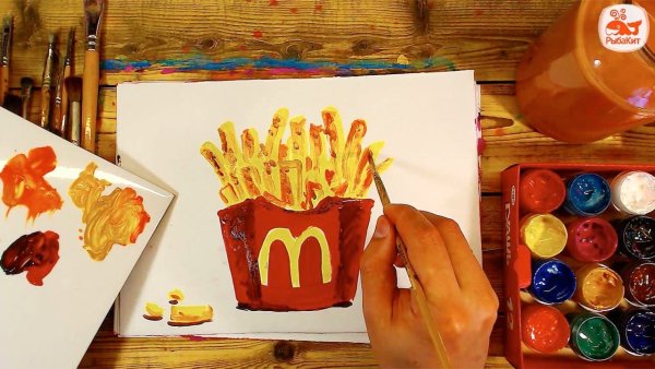 Лёгкие рисунки красками еда