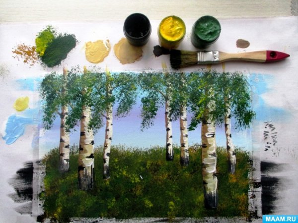 Правополушарное рисование Березовая роща