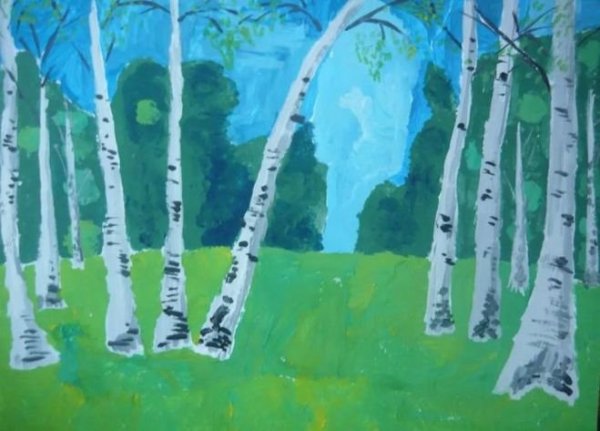 Рисование Березовая роща